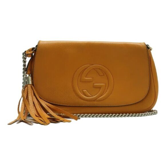 GUCCI Soho Orange Leather Shoulder Bag 610-061925 - Picture 1 of 12